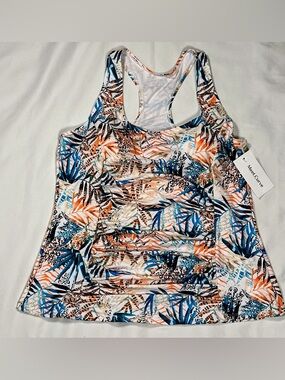 M. Rena Tropical Racerback Tank Top in Multicolor Leaf Print